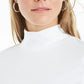 Camiseta feminina Charter Club Supima Cotton com gola alta, branca, tamanho XX-G