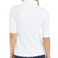 Camiseta feminina Charter Club Supima Cotton com gola alta, branca, tamanho XX-G