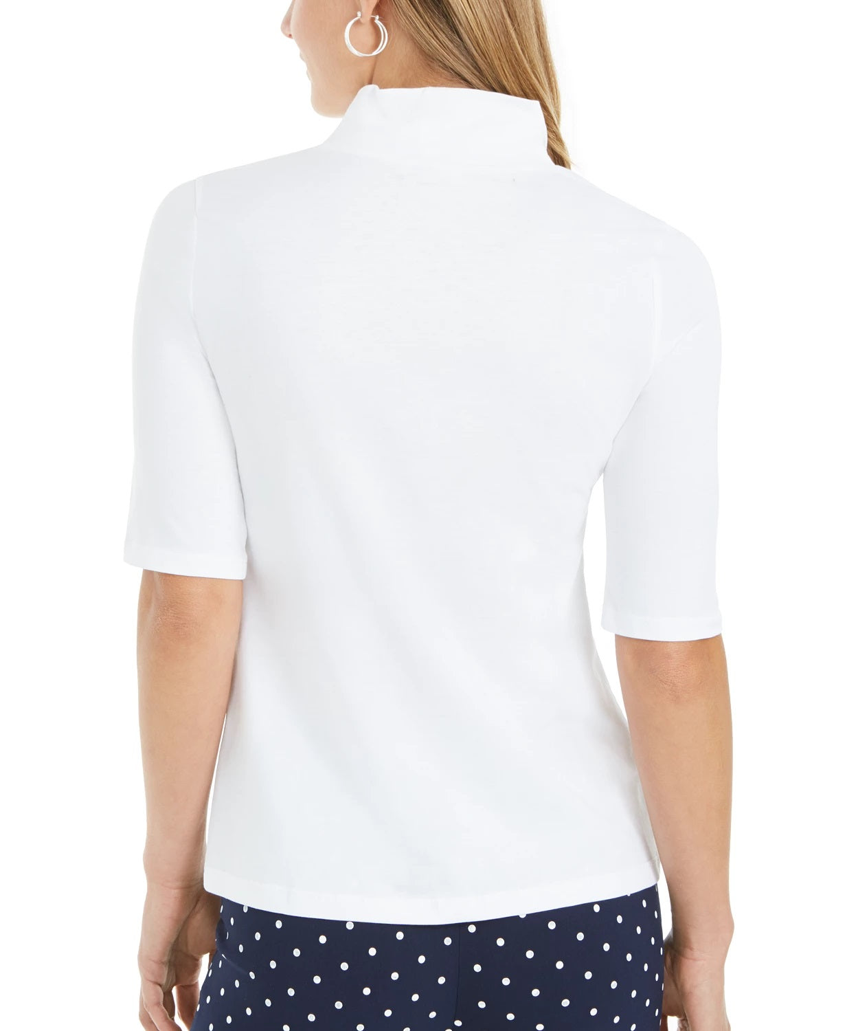 Camiseta feminina Charter Club Supima Cotton com gola alta, branca, tamanho XX-G