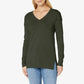 Suéter feminino com decote em V e bainha larga, verde escuro, tamanho extragrande, da Style &amp; Co