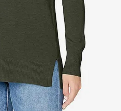 Suéter feminino com decote em V e bainha larga, verde escuro, tamanho extragrande, da Style &amp; Co