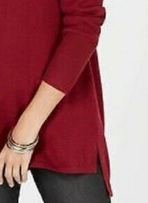 Suéter feminino com decote em V e bainha larga, tamanho pequeno, vermelho, estilo &amp; co