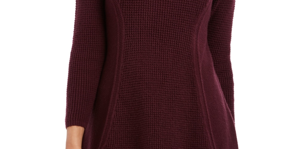 Suéter feminino de malha waffle com gola alta, roxo, tamanho médio, estilo &amp; co