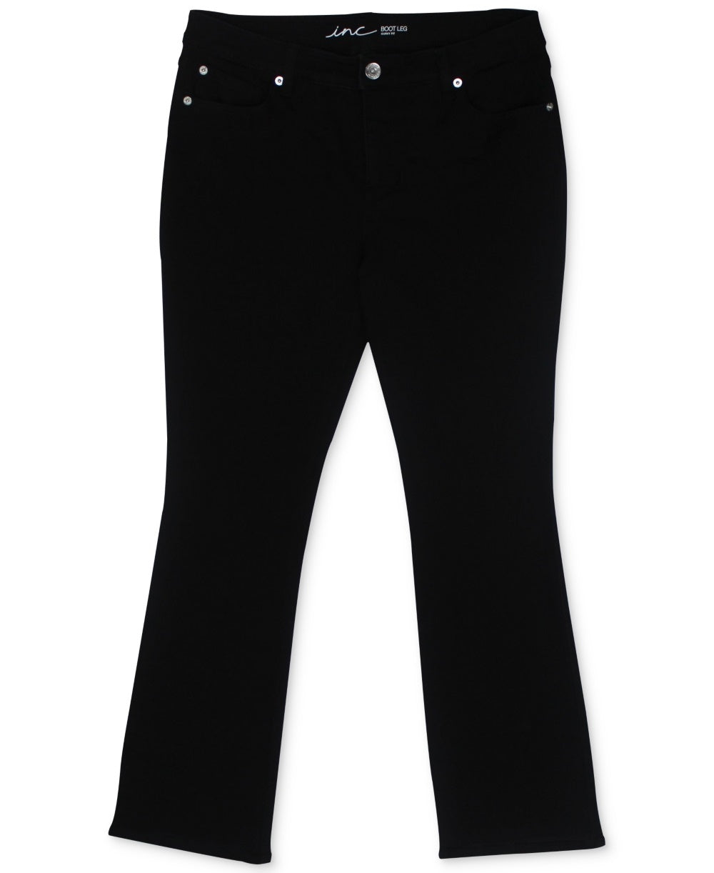Calça jeans feminina INC International Concepts Elizabeth Curvy Bootcut preta tamanho 4
