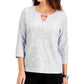 JM Collection Top texturizado feminino cinza tamanho pequeno
