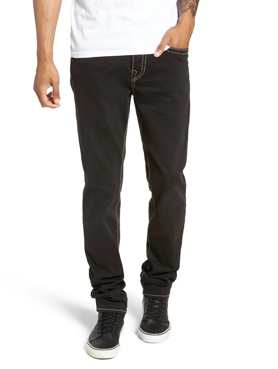 Calça jeans skinny fit masculina Rocco True Religion, preta, tamanho 36
