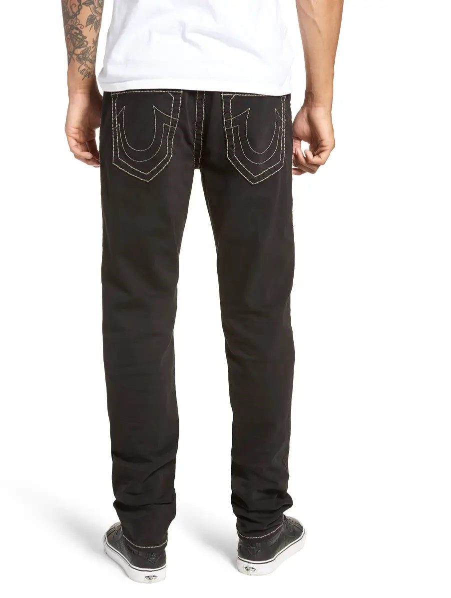 Calça jeans skinny fit masculina Rocco True Religion, preta, tamanho 36