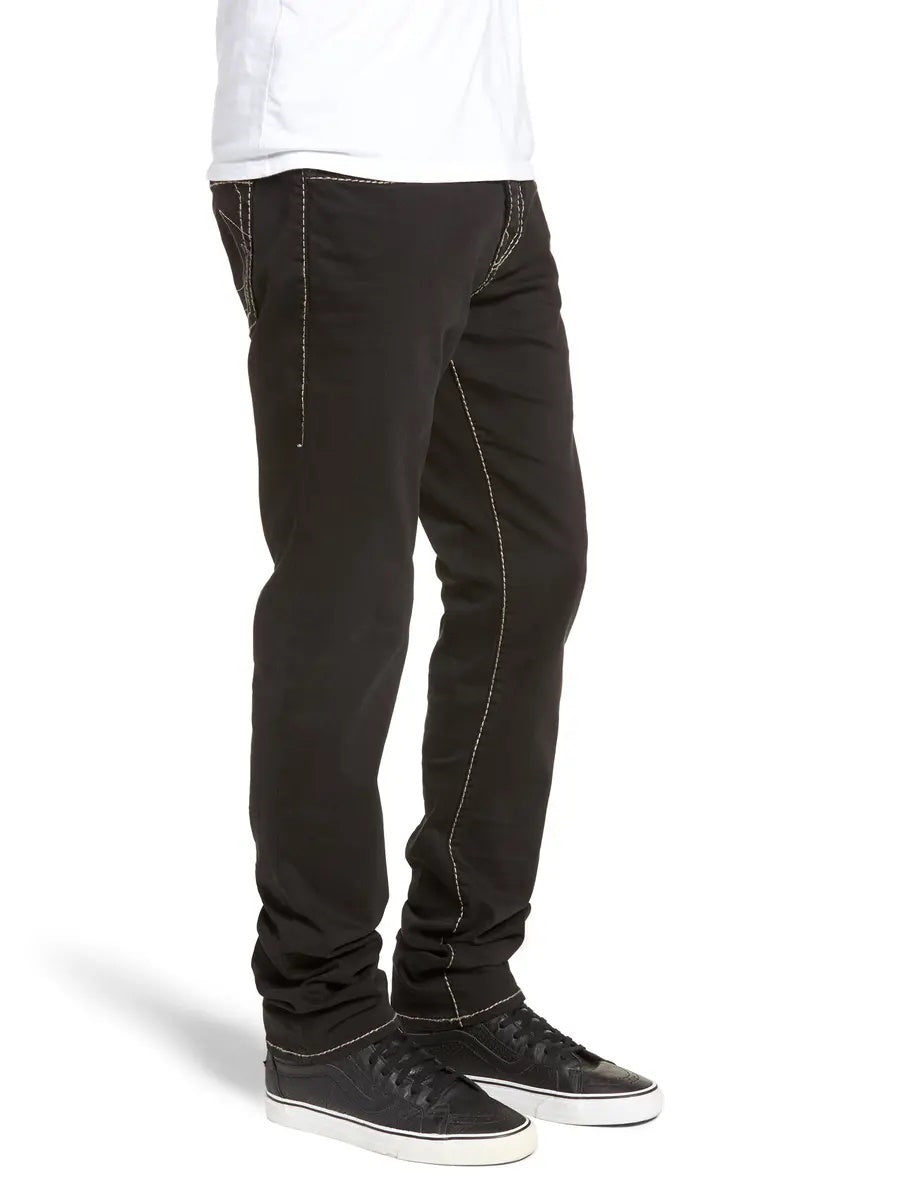 Calça jeans skinny fit masculina Rocco True Religion, preta, tamanho 36