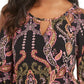 Blusa feminina Thalia Sodi estampada com ombros descobertos, preta, tamanho pequeno