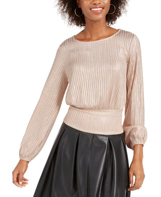 Kit &amp; Sky Top Metálico Canelado Feminino Rosa Tamanho Médio