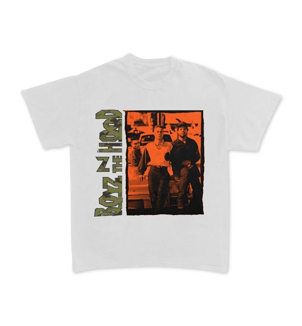 Camiseta masculina gráfica Merch Traffic Boyz N The Hood, branca, tamanho pequeno