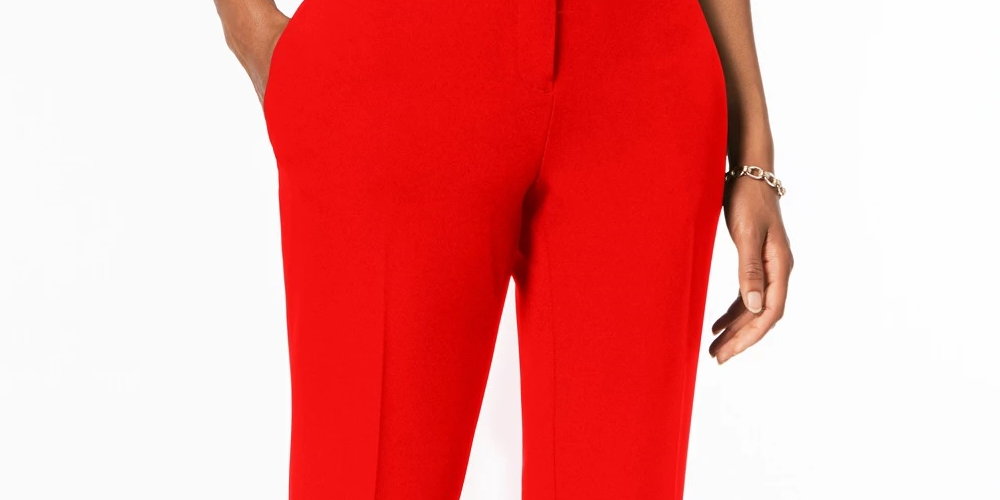 Calças femininas Kasper Slim Straight Leg Modern Vermelhas Tamanho 16