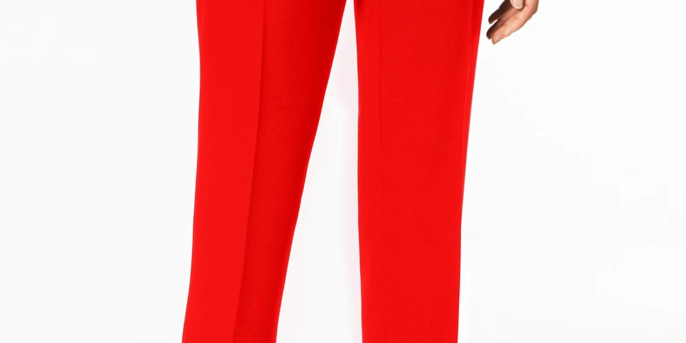 Calças femininas Kasper Slim Straight Leg Modern Vermelhas Tamanho 16