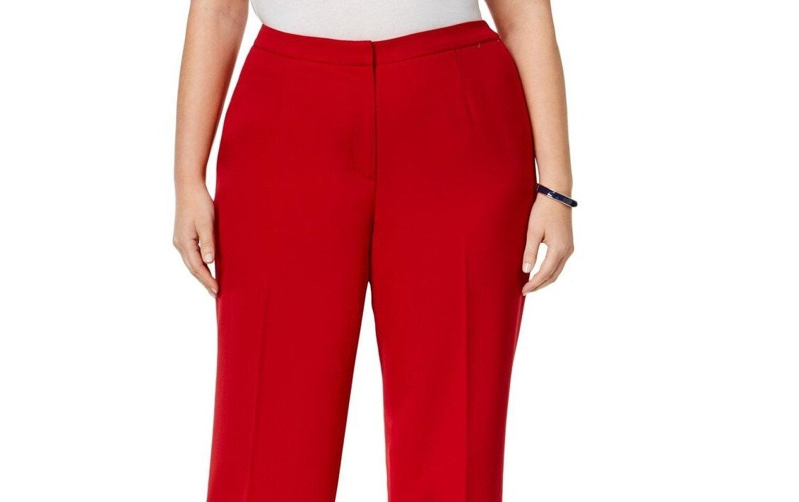 Calça social feminina Kasper reta moderna vermelha tamanho 20W