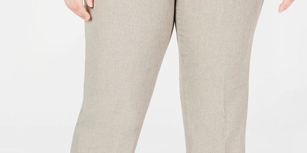 Calça Kasper Plus Melange Slim Feminina Marrom Tamanho 24W