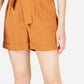 Shorts de crepe com cinto Bar III feminino marrom tamanho 2