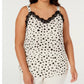 Blusa feminina Bar III com decote em V e acabamento em renda e bolinhas, sem mangas, bege, tamanho 1X