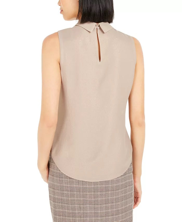 Regata plissada com decote falso feminina Bar III, tamanho pequeno, dourada