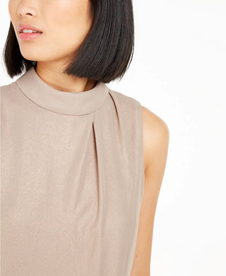 Regata plissada com decote falso feminina Bar III, tamanho pequeno, dourada