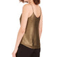 Top feminino Bar III de chiffon com acabamento metálico, amarelo, tamanho extrapequeno