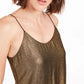 Top feminino Bar III de chiffon com acabamento metálico, amarelo, tamanho extrapequeno