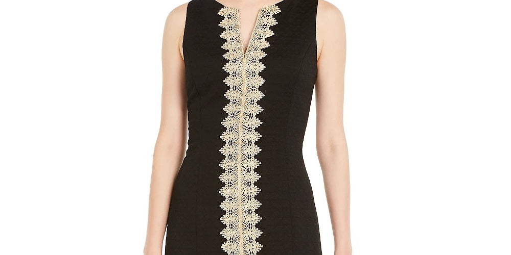 Vestido de noite feminino Pappagallo sem mangas com decote em joia e acima do joelho, preto, tamanho 18