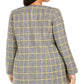 Blazer feminino plus size xadrez aberto na frente, amarelo, tamanho pequeno e pequeno