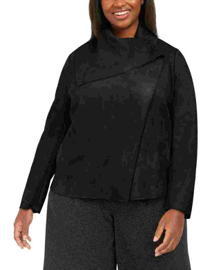 Jaqueta feminina Anne Klein Plus Size Assimétrica, preta, tamanho 2X