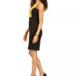 Vestido justo feminino Kasper com blocos de cores, preto, tamanho 8
