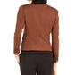 Terno feminino Bar III de couro sintético, blazer aberto com frente separada, marrom, tamanho 6