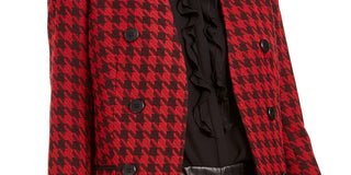 Jaqueta feminina Bar III, sem gola pied-de-poule, abotoada dupla, preta, tamanho 10