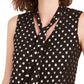 Blusa feminina Bar III com estampa de bolinhas em chiffon e gola alta, preta, tamanho extrapequeno