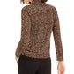 Blusa feminina de gola alta com estampa animal Bar III, marrom, tamanho X-S