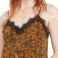 Top feminino Bar III com estampa de cobra e acabamento em renda, tamanho médio, amarelo, grande