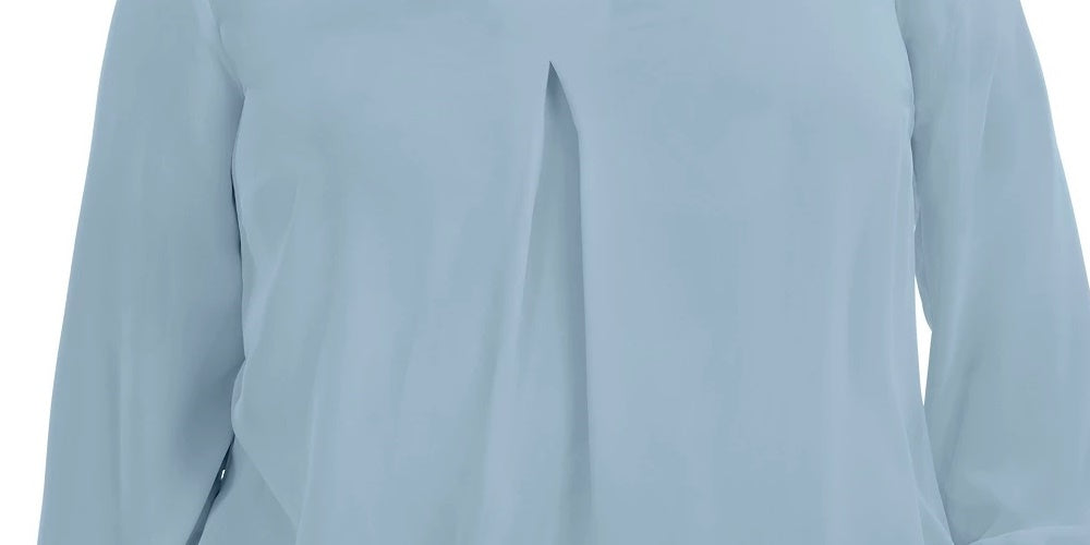 Blusa feminina moderna com decote em V, azul, tamanho 3X