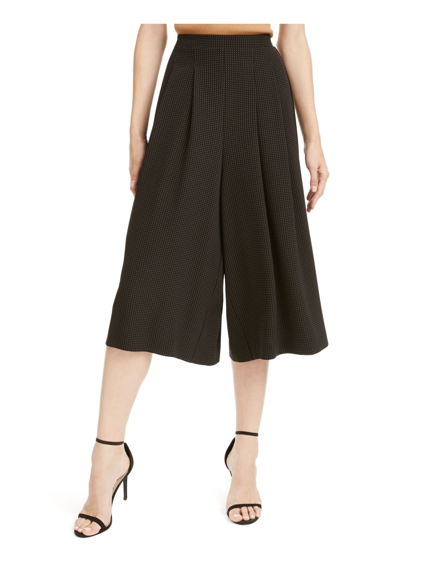 Shorts femininos Anne Klein com pernas largas e bolinhas pretas, cor carvão, tamanho extragrande