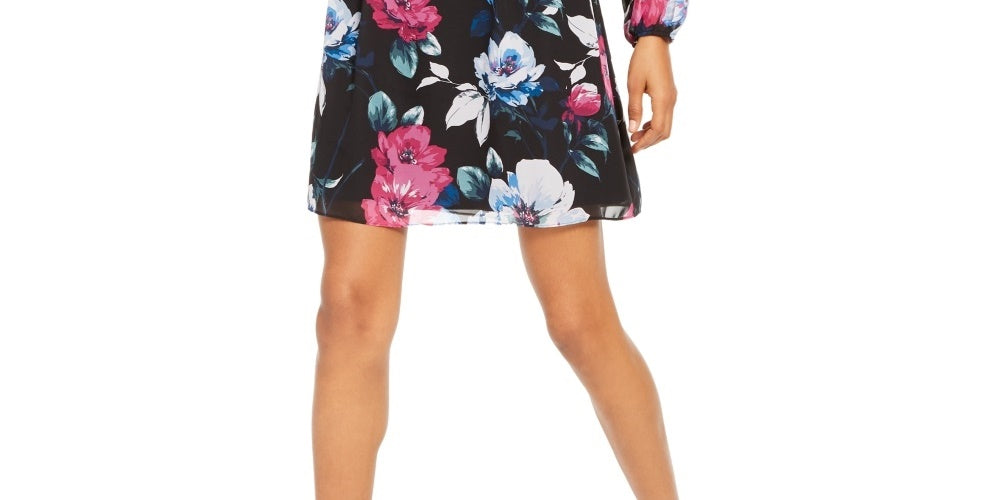 Vestido feminino com decote em V e mangas curtas, preto, tamanho médio, da INC International Concepts