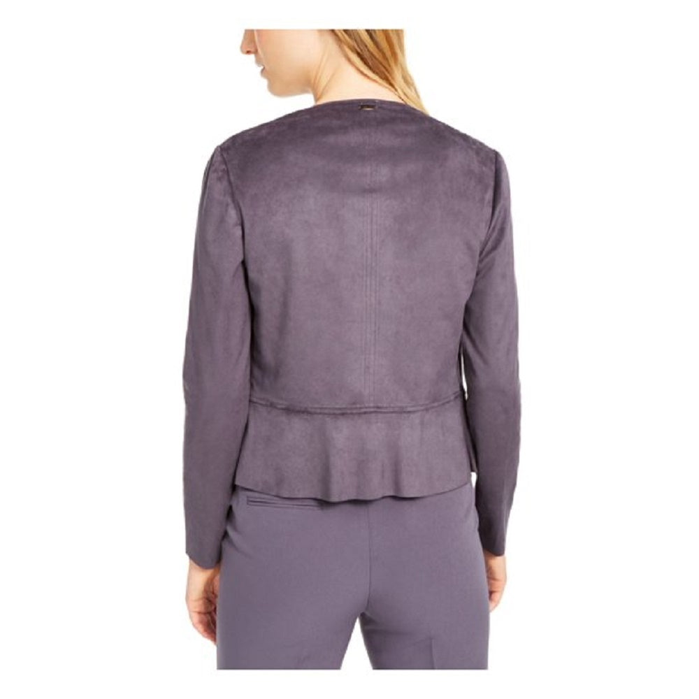 Anne Klein Suéter Cardigan Feminino Cinza Manga Longa Aberto Roxo Tamanho Médio