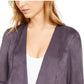 Anne Klein Suéter Cardigan Feminino Cinza Manga Longa Aberto Roxo Tamanho Médio