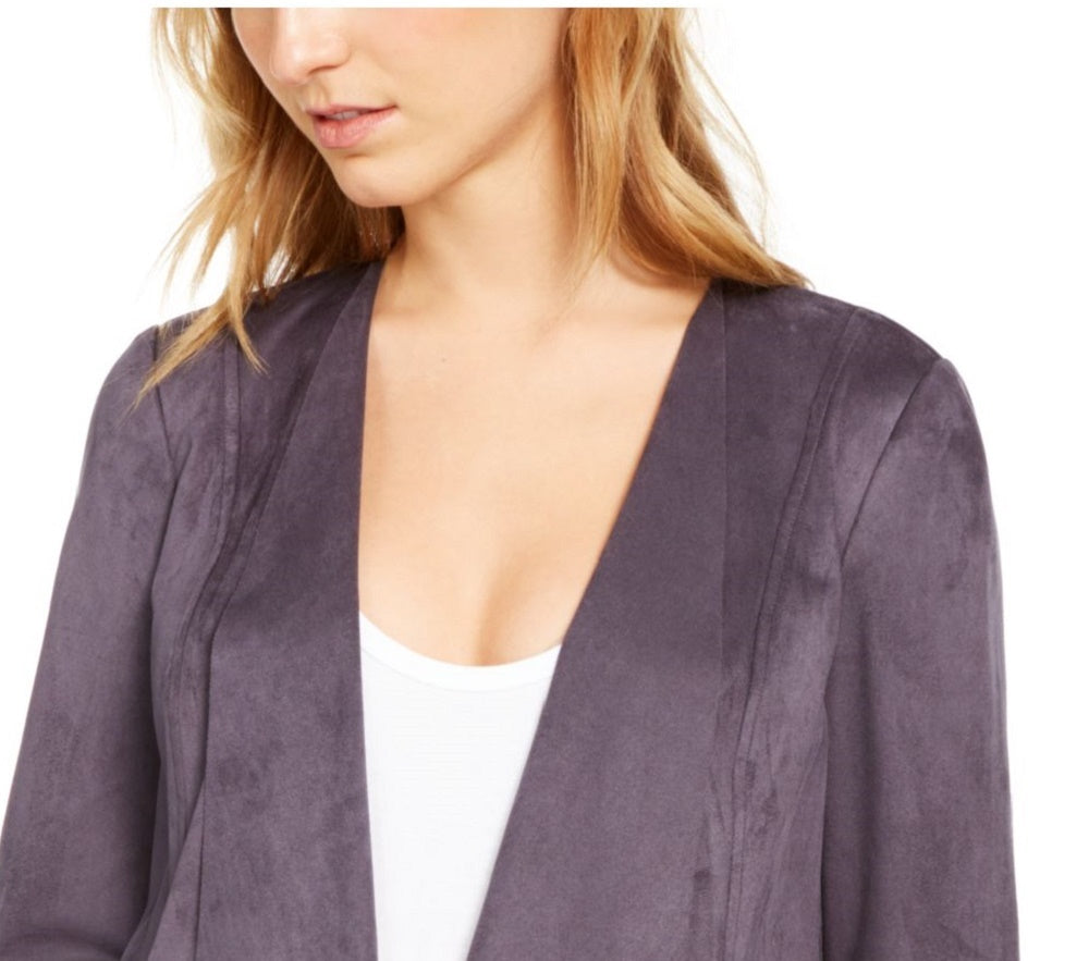 Anne Klein Suéter Cardigan Feminino Cinza Manga Longa Aberto Roxo Tamanho Médio