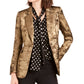 Blazer metálico feminino Bar III com um botão, dourado, tamanho 2