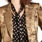 Blazer metálico feminino Bar III com um botão, dourado, tamanho 2