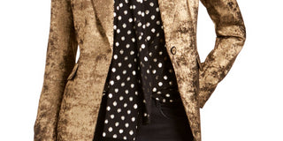 Blazer metálico feminino Bar III com um botão, dourado, tamanho 2