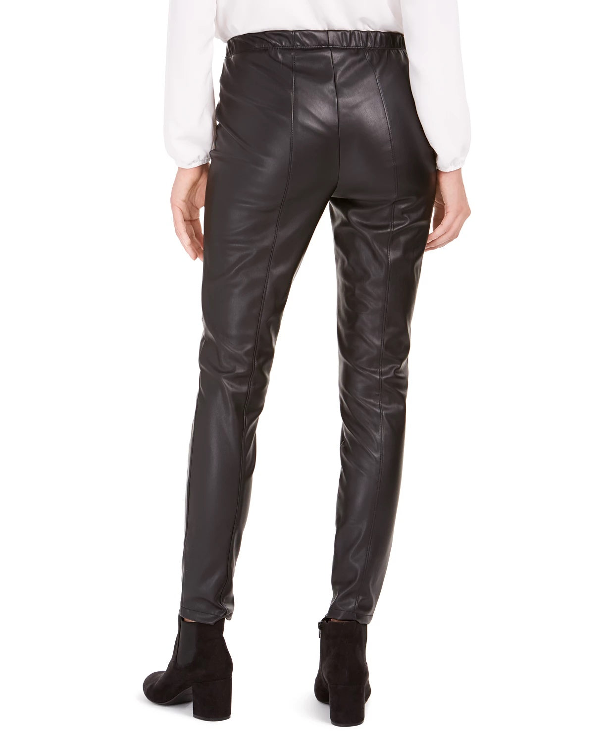 Calça skinny feminina Bar III em couro sintético, preta, tamanho XX P