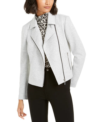 Jaqueta de motociclista feminina Bar III Ponte-Knit cinza tamanho XX P