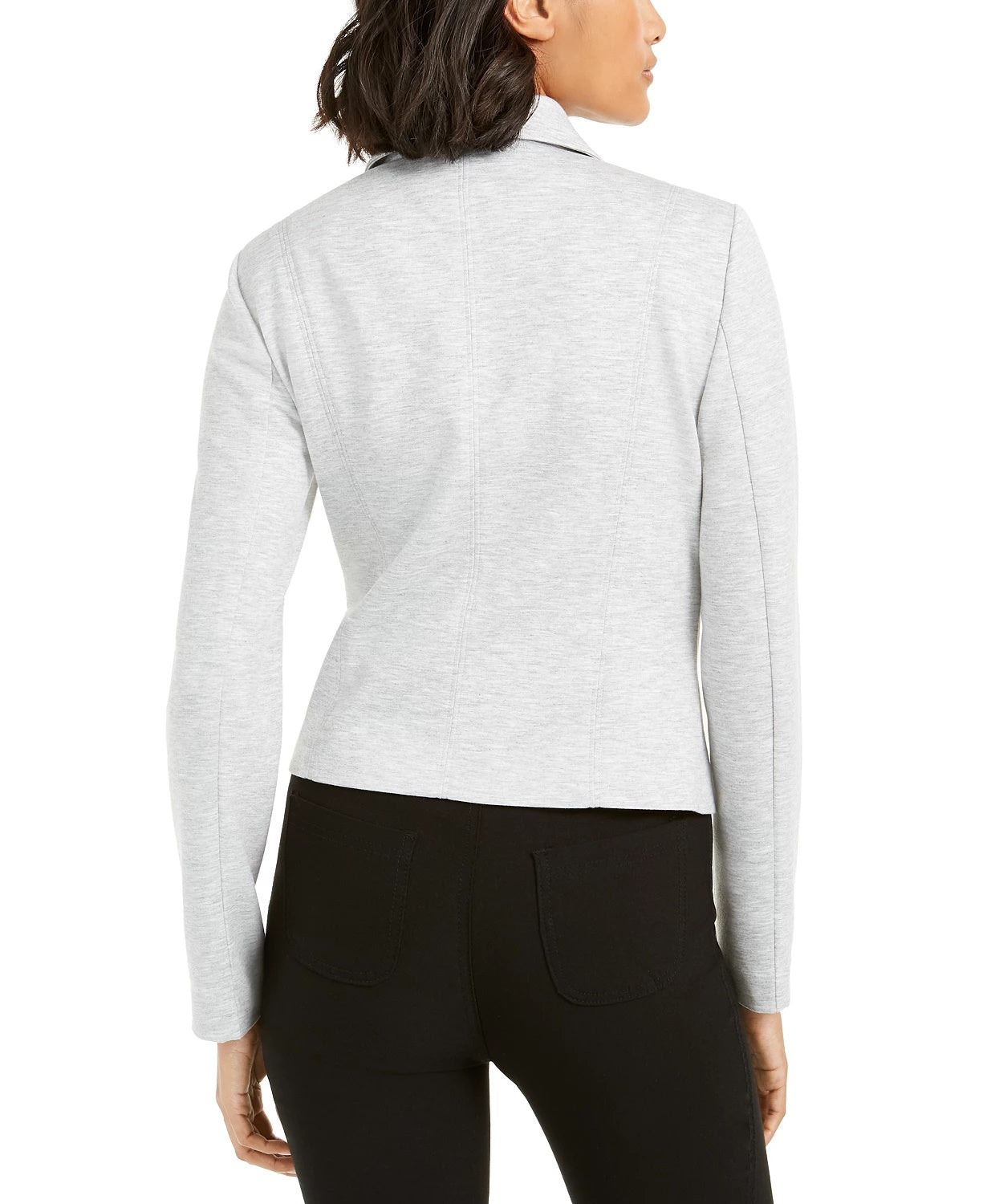Jaqueta de motociclista feminina Bar III Ponte-Knit cinza tamanho XX P