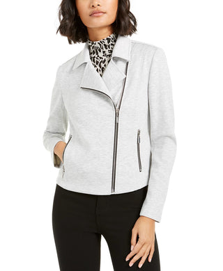 Jaqueta de motociclista feminina Bar III Ponte-Knit cinza tamanho XX P