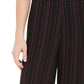 Calça feminina listrada Bar III, perna larga, preta, tamanho 2