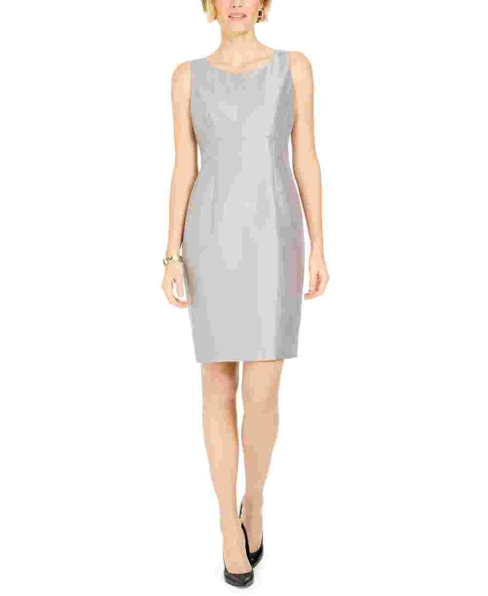 Vestido justo brilhante Kasper feminino, tamanho 8, prateado