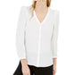 Blusa feminina Bar III com manga bufante e botões, branca, tamanho XX-S